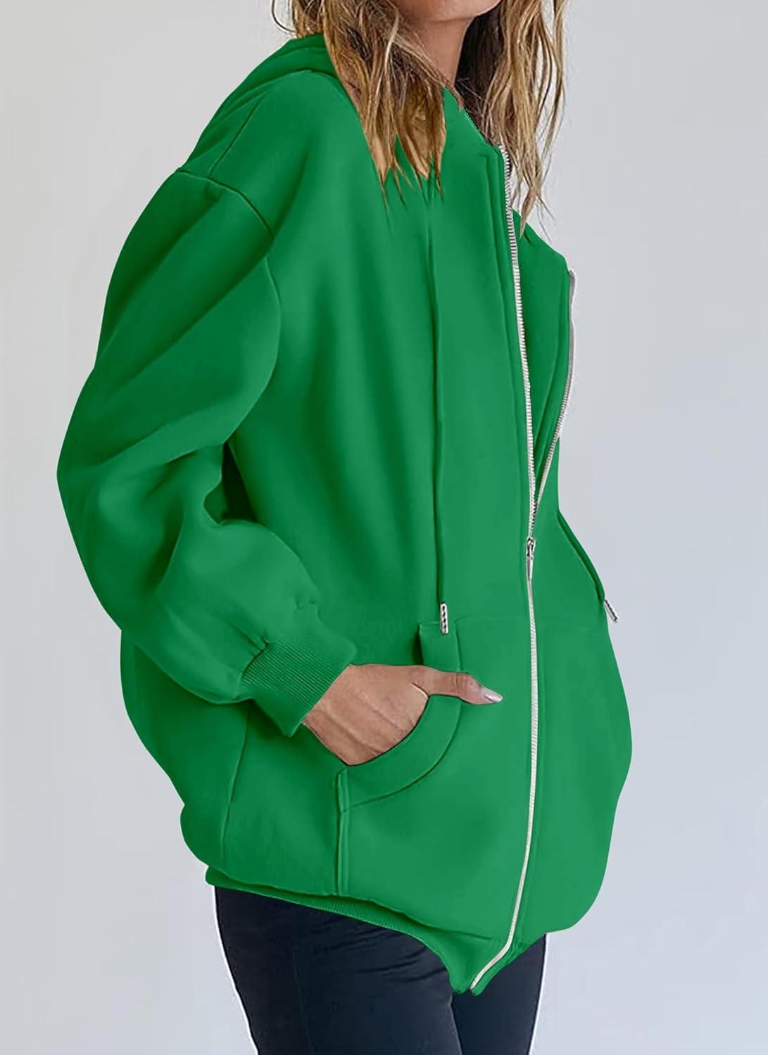 imagePRETTYGARDEN Womens 2026 Zip Up Y2K Hoodies Casual Long Sleeve Sweatshirts Fall Spring Track Jackets with PocketsGreen