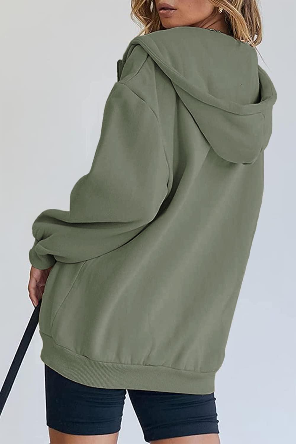 imagePRETTYGARDEN Womens 2026 Zip Up Y2K Hoodies Casual Long Sleeve Sweatshirts Fall Spring Track Jackets with PocketsGrey Green