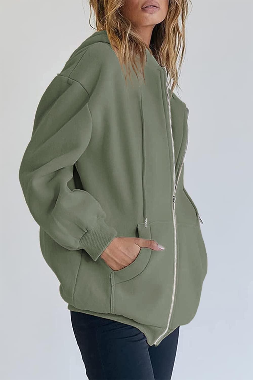 imagePRETTYGARDEN Womens 2026 Zip Up Y2K Hoodies Casual Long Sleeve Sweatshirts Fall Spring Track Jackets with PocketsGrey Green
