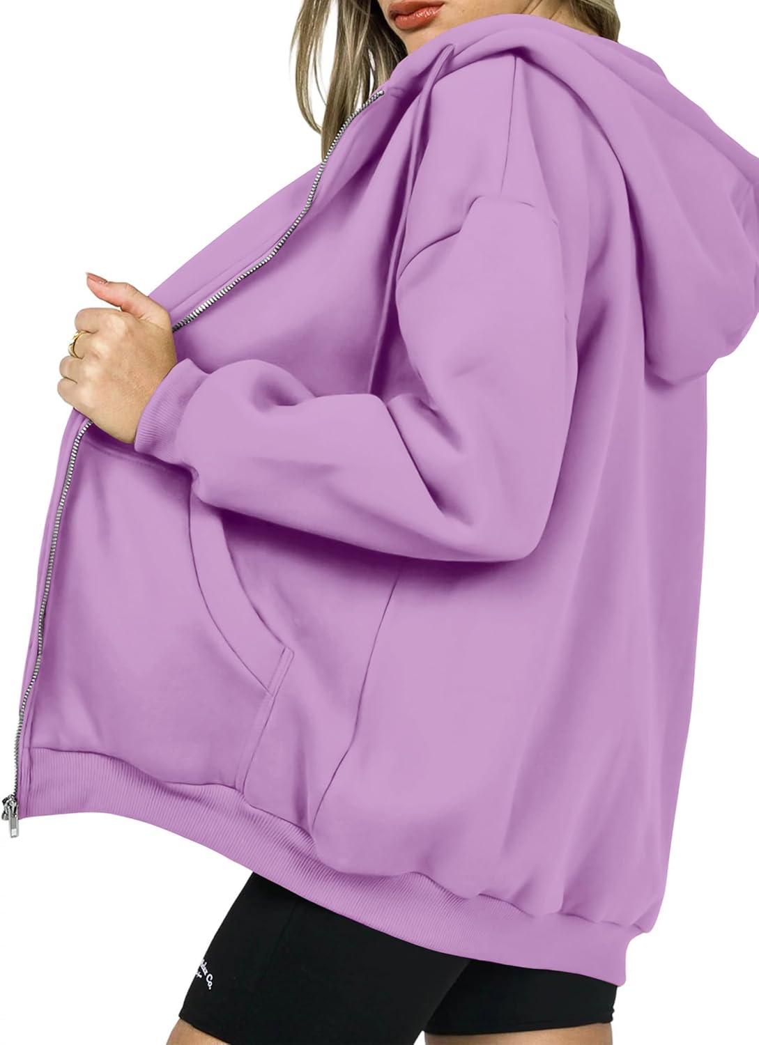imagePRETTYGARDEN Womens 2026 Zip Up Y2K Hoodies Casual Long Sleeve Sweatshirts Fall Spring Track Jackets with PocketsLight Purple