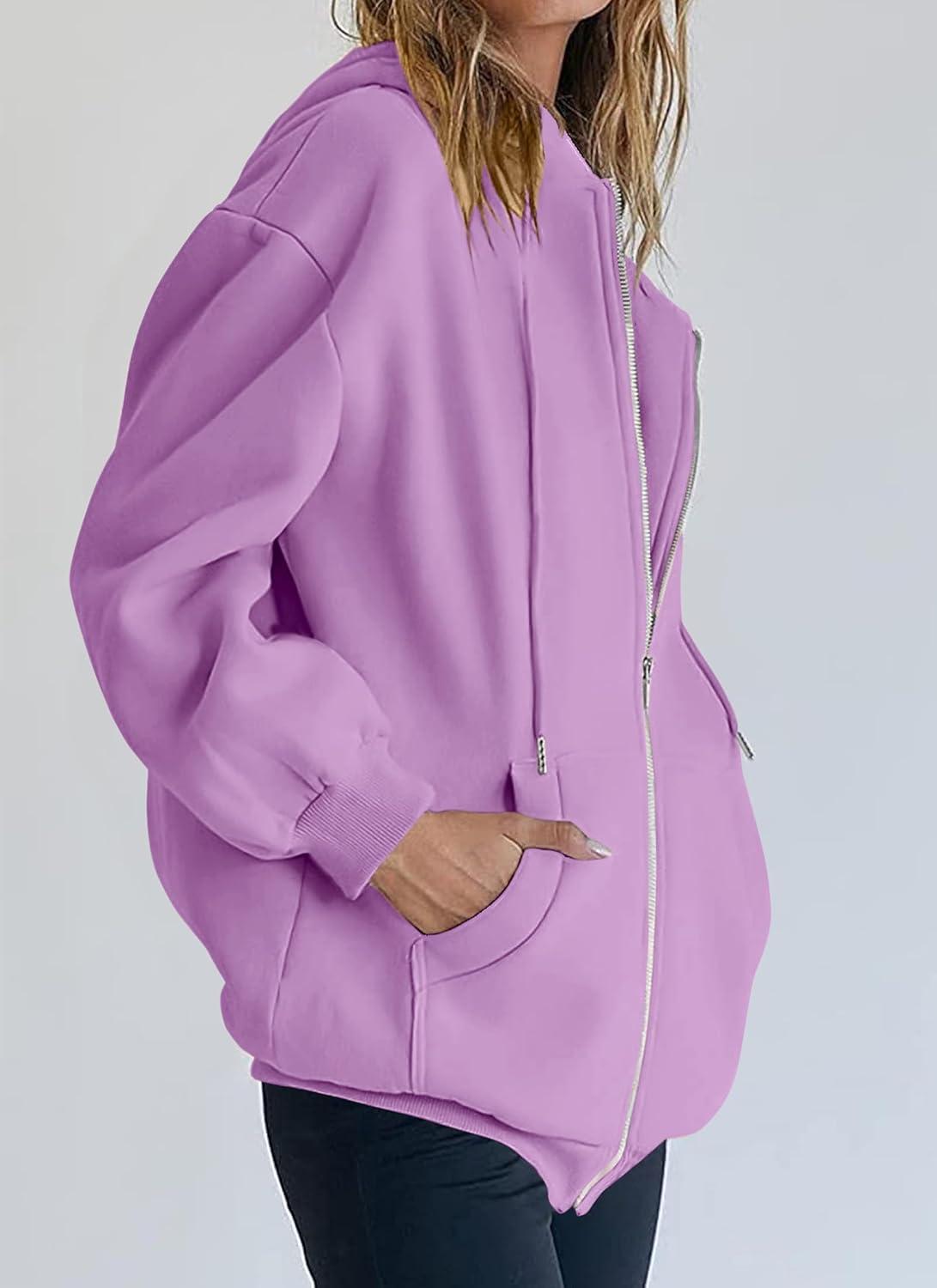 imagePRETTYGARDEN Womens 2026 Zip Up Y2K Hoodies Casual Long Sleeve Sweatshirts Fall Spring Track Jackets with PocketsLight Purple