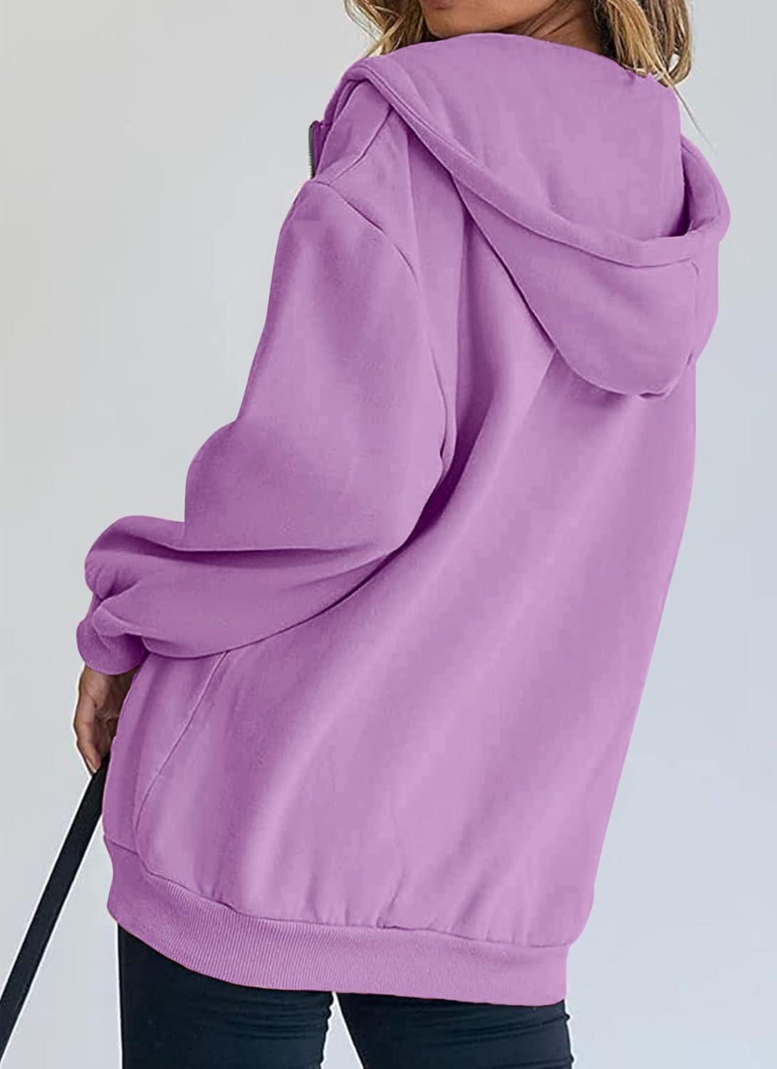 imagePRETTYGARDEN Womens 2026 Zip Up Y2K Hoodies Casual Long Sleeve Sweatshirts Fall Spring Track Jackets with PocketsLight Purple