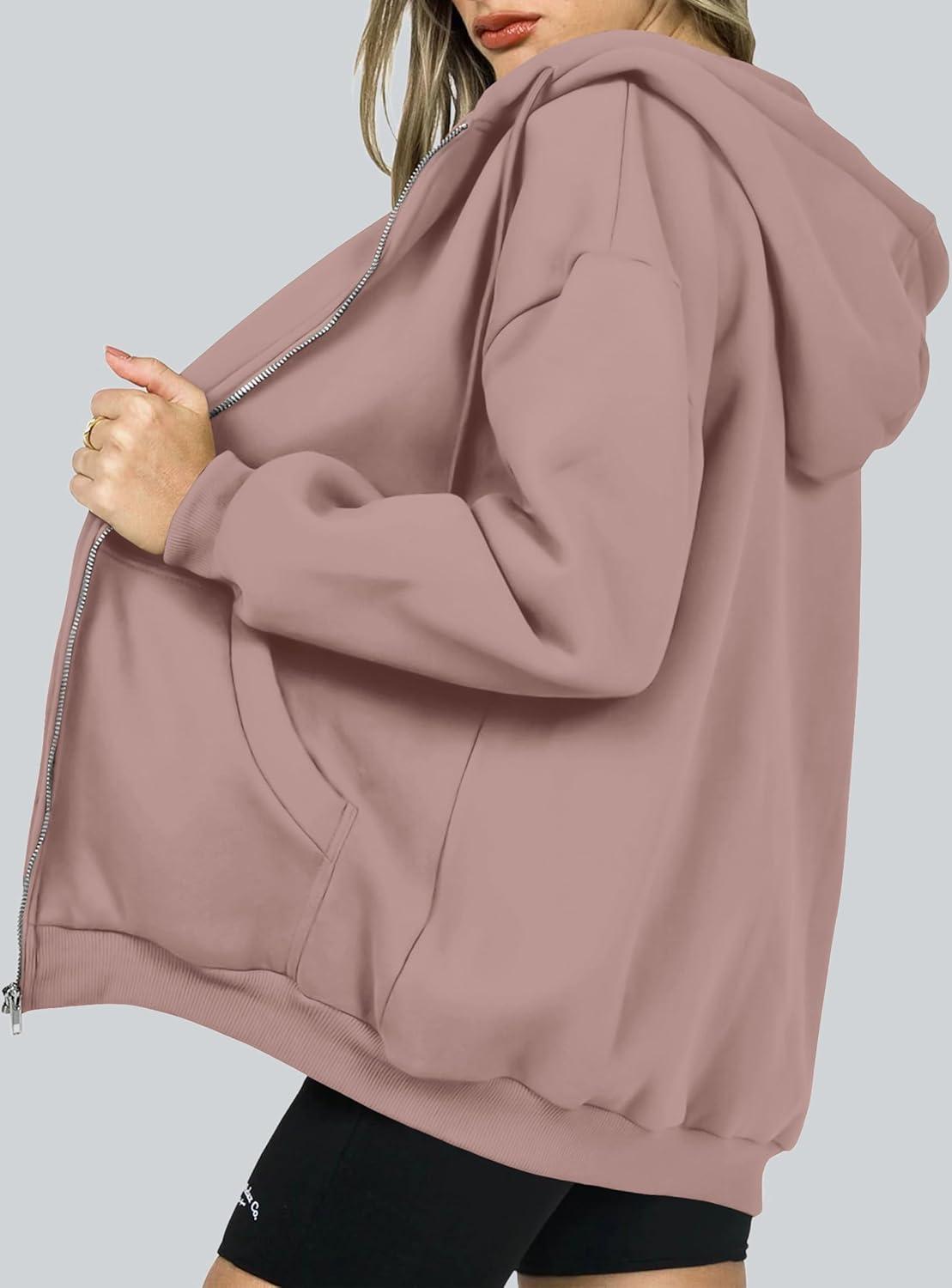imagePRETTYGARDEN Womens 2026 Zip Up Y2K Hoodies Casual Long Sleeve Sweatshirts Fall Spring Track Jackets with PocketsNutmeg