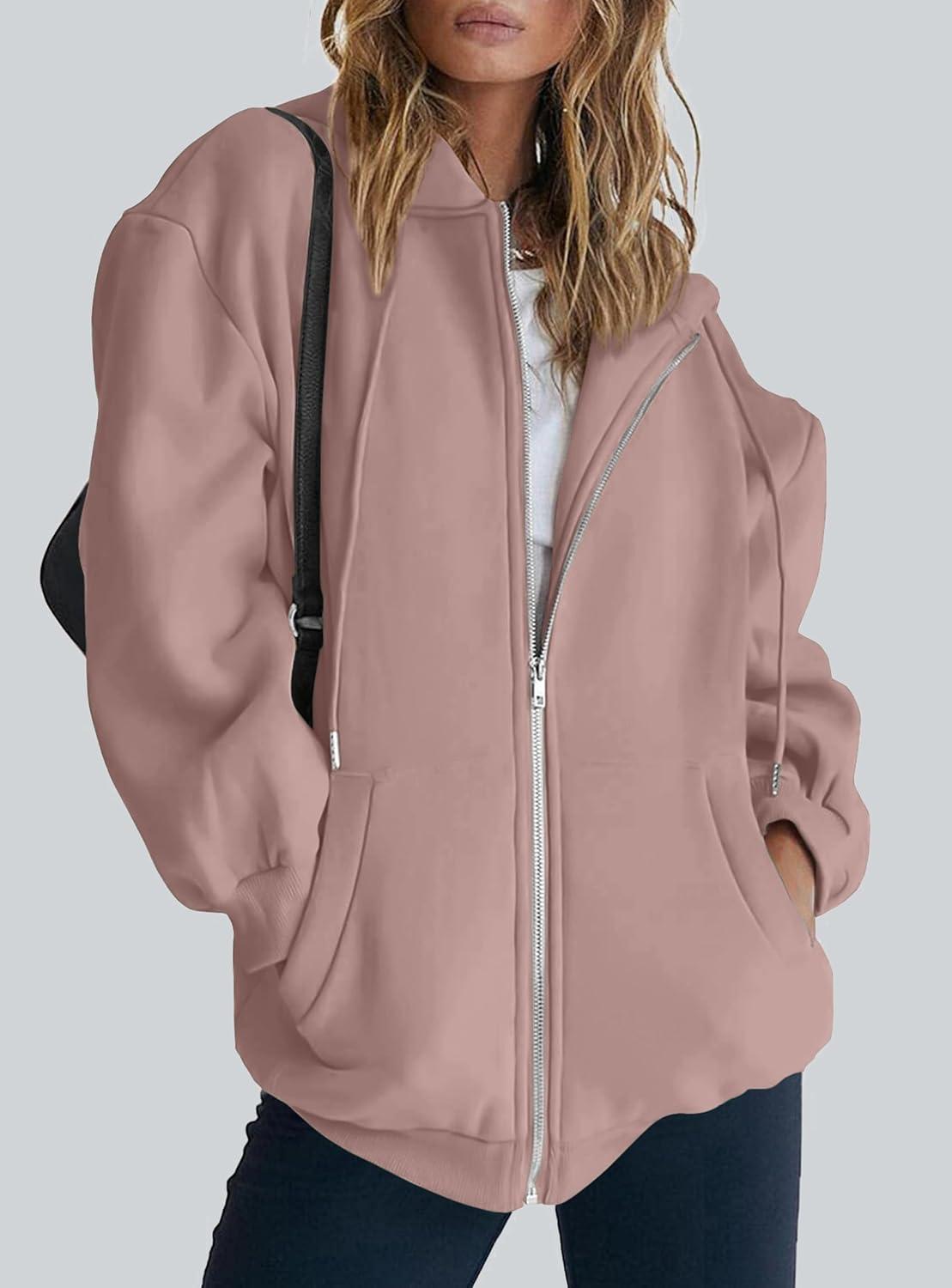 imagePRETTYGARDEN Womens 2026 Zip Up Y2K Hoodies Casual Long Sleeve Sweatshirts Fall Spring Track Jackets with PocketsNutmeg