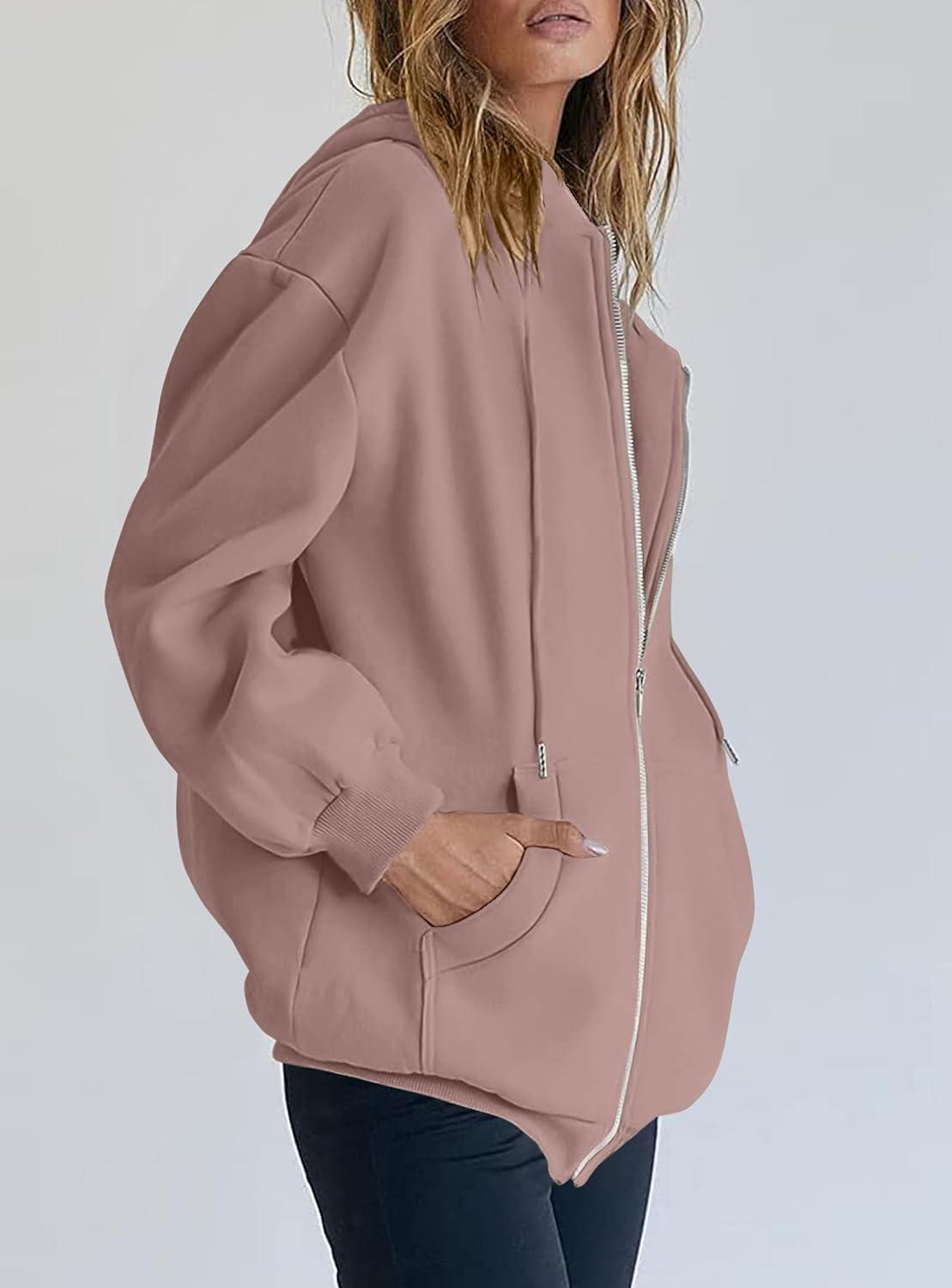 imagePRETTYGARDEN Womens 2026 Zip Up Y2K Hoodies Casual Long Sleeve Sweatshirts Fall Spring Track Jackets with PocketsNutmeg