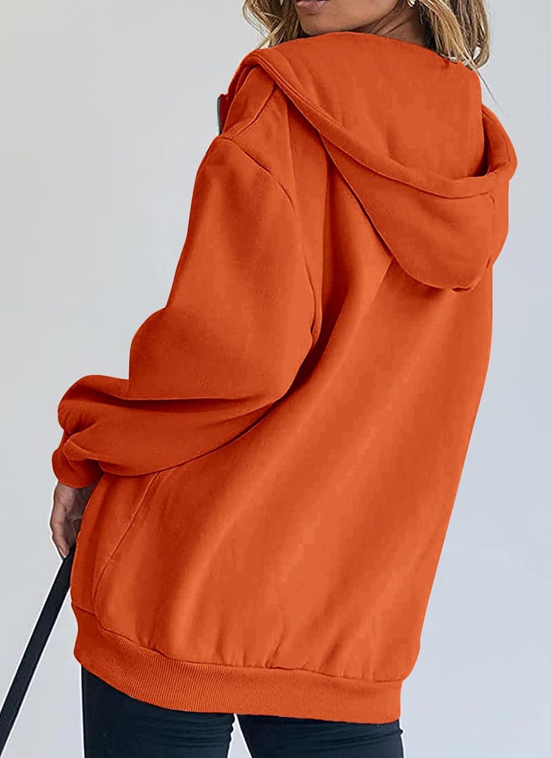 imagePRETTYGARDEN Womens 2026 Zip Up Y2K Hoodies Casual Long Sleeve Sweatshirts Fall Spring Track Jackets with PocketsOrange