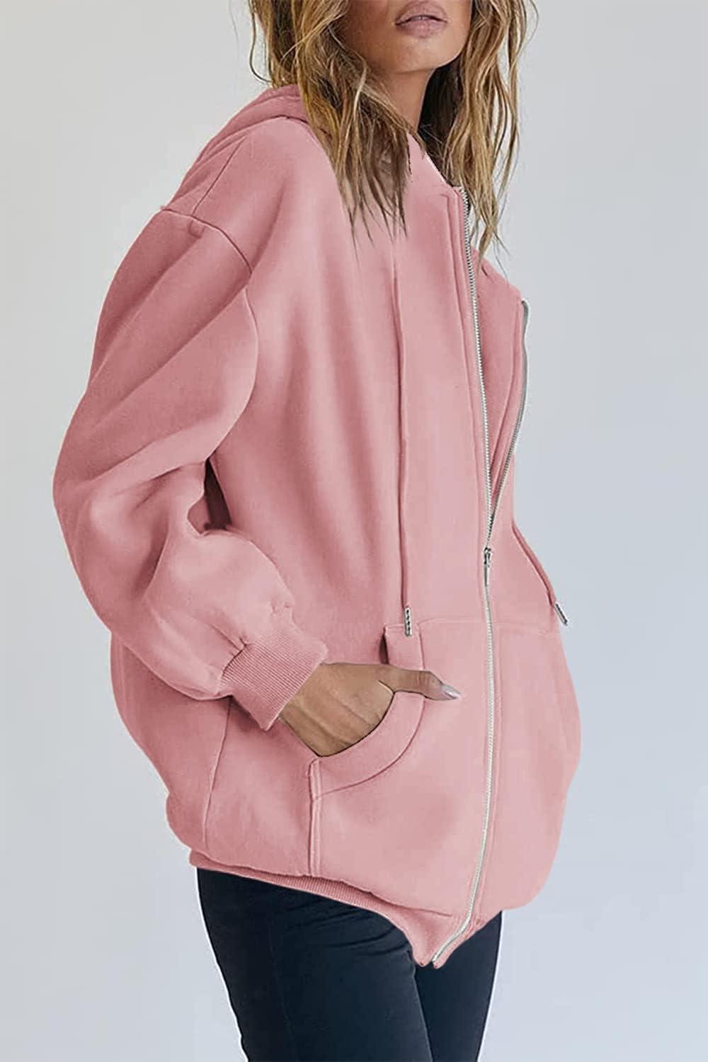 imagePRETTYGARDEN Womens 2026 Zip Up Y2K Hoodies Casual Long Sleeve Sweatshirts Fall Spring Track Jackets with PocketsPink