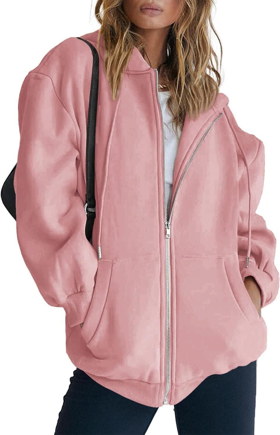 imagePRETTYGARDEN Womens 2026 Zip Up Y2K Hoodies Casual Long Sleeve Sweatshirts Fall Spring Track Jackets with PocketsPink