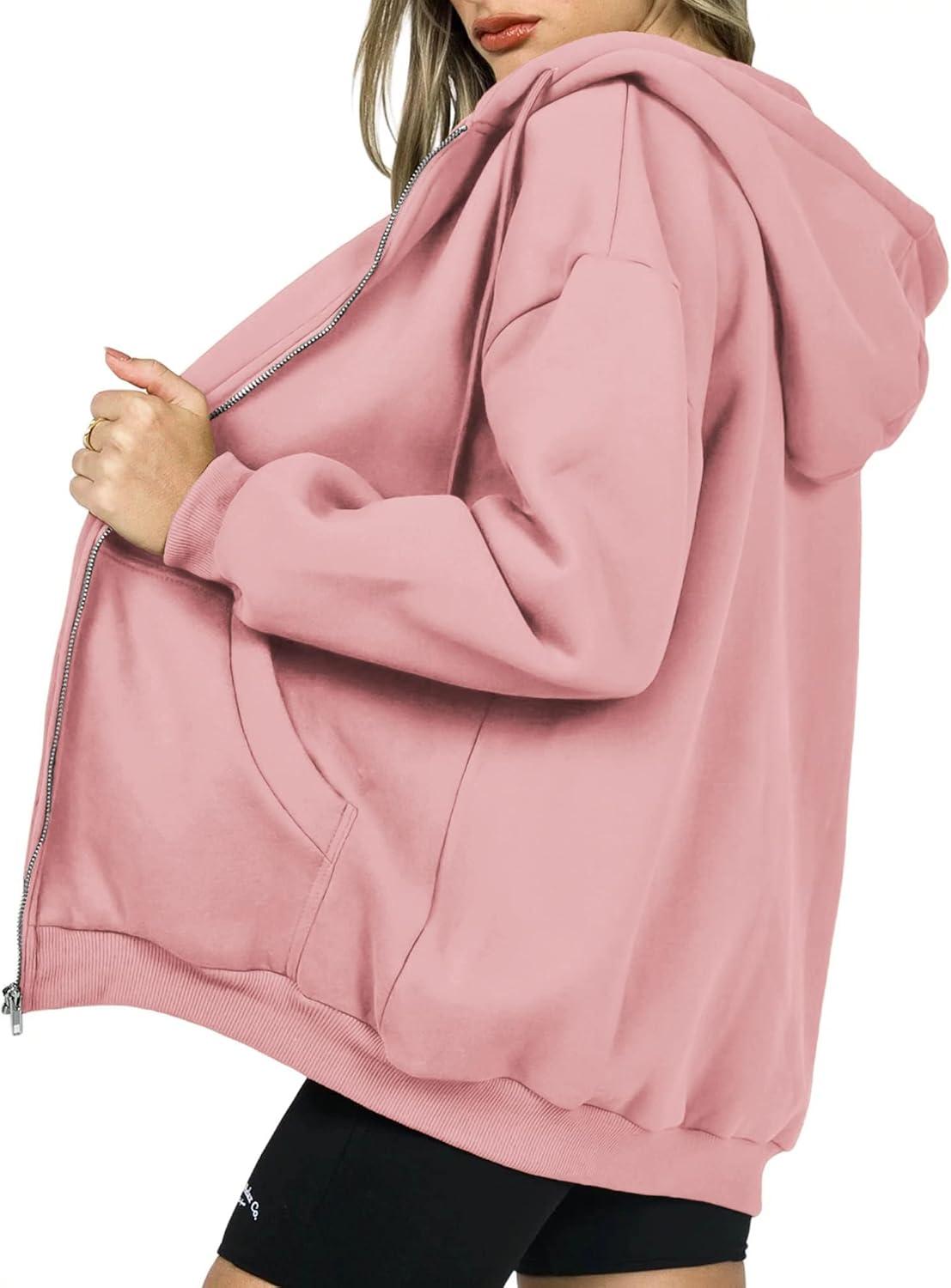 imagePRETTYGARDEN Womens 2026 Zip Up Y2K Hoodies Casual Long Sleeve Sweatshirts Fall Spring Track Jackets with PocketsPink