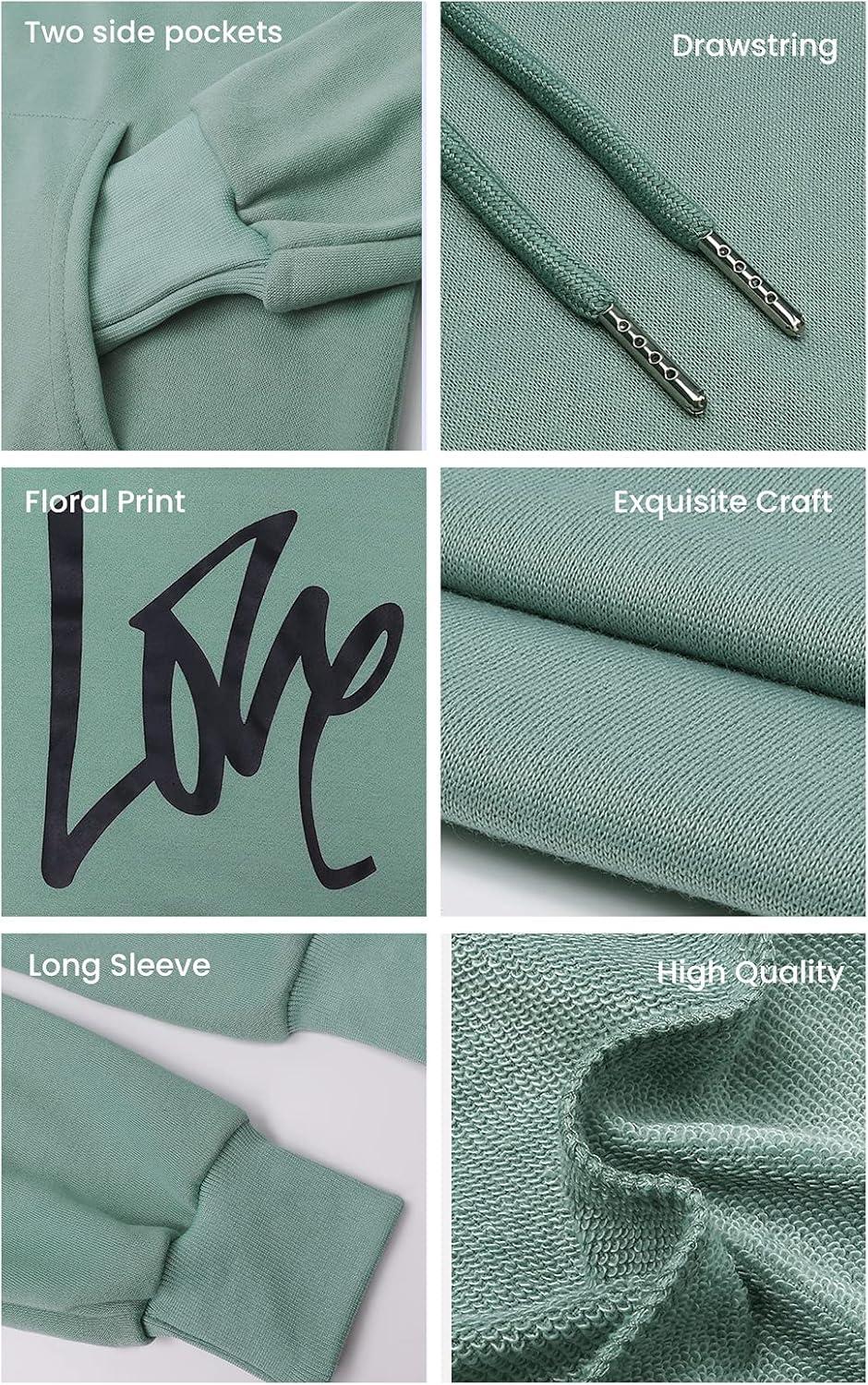 imagePRETTYGARDEN Womens Hooded Sweatshirt Fall Fashion Drawstring Lightweight Long Sleeve Pullover Hoodie DressArmy Green