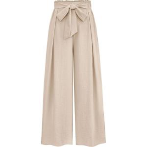PRETTYGARDEN Women’s Wide Leg Work Pants Business Casual High Waisted Loose Palazzo Trouser Summer Clothes(Beige)