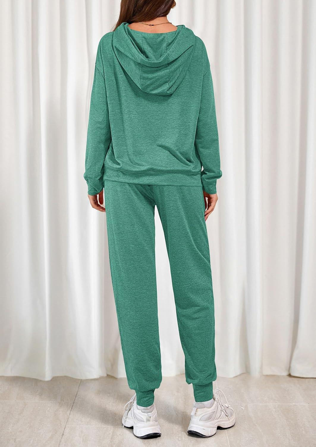 imagePRETTYGARDEN Womens 2 Piece Lounge Sets Fall Clothes Hoodies Sweatshirt Joggers Sweatpants Sweatsuits 2026 Airport OutfitsGreen