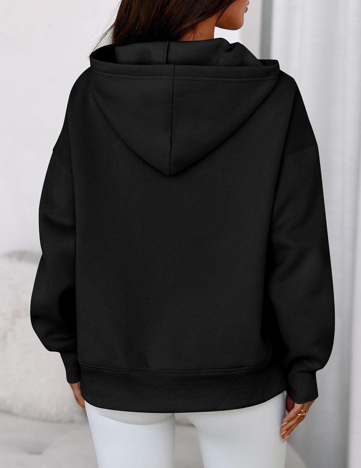 imagePRETTYGARDEN Womens Oversized Hoodies Fleece Sweatshirts Fall Fashion 2026 Long Sleeve Pullover Tops Y2k Winter ClothesBlack