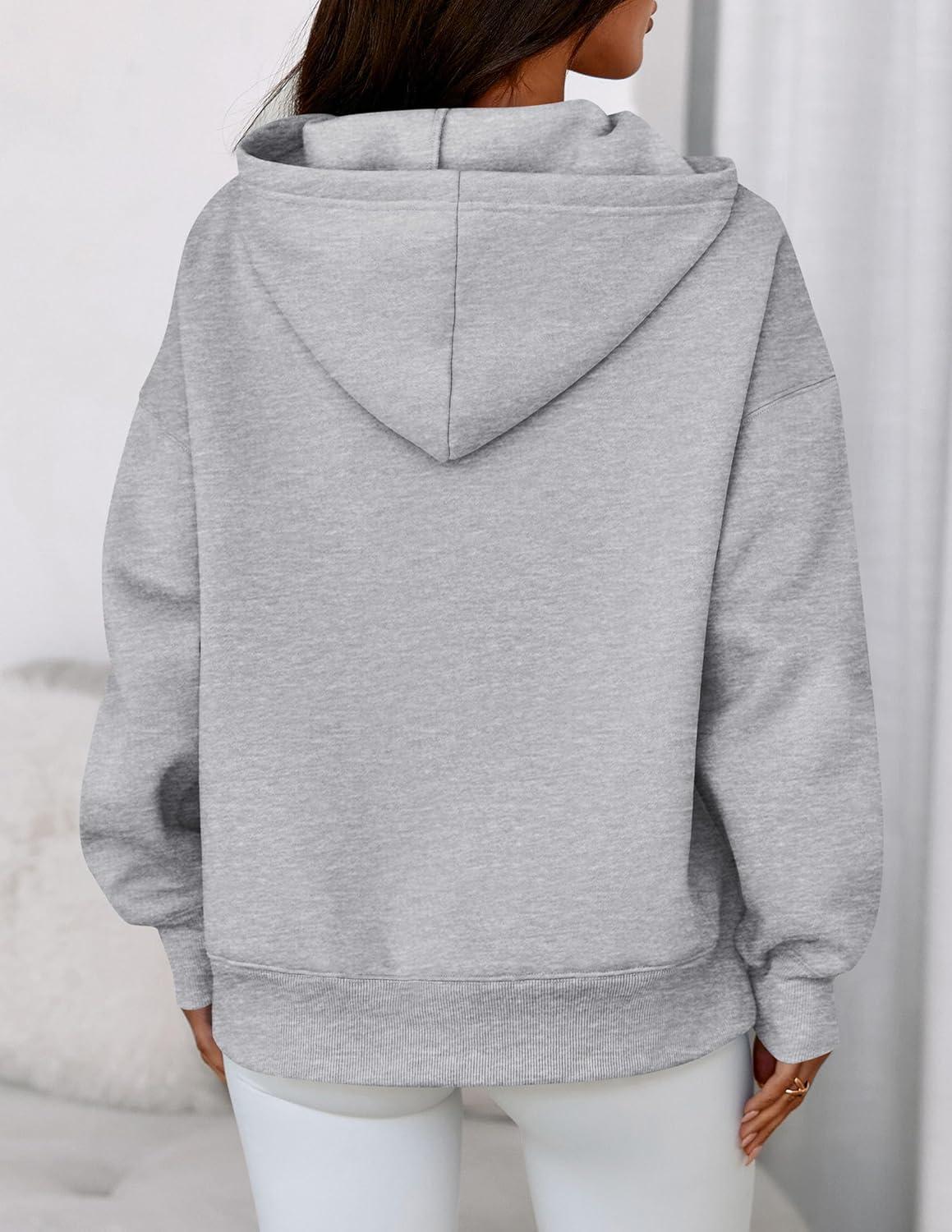 imagePRETTYGARDEN Womens Oversized Hoodies Fleece Sweatshirts Fall Fashion 2026 Long Sleeve Pullover Tops Y2k Winter ClothesGrey