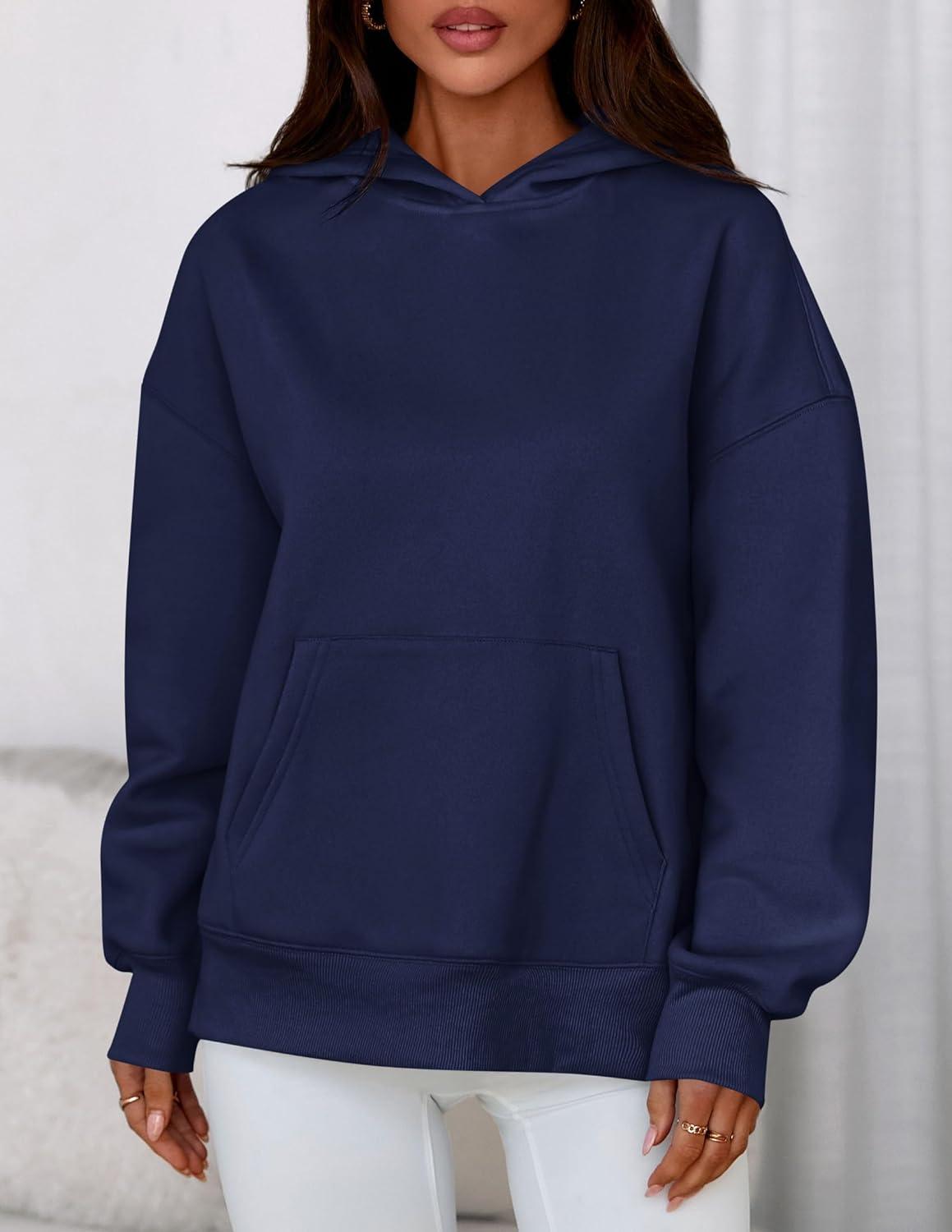 imagePRETTYGARDEN Womens Oversized Hoodies Fleece Sweatshirts Fall Fashion 2026 Long Sleeve Pullover Tops Y2k Winter ClothesNavy Blue