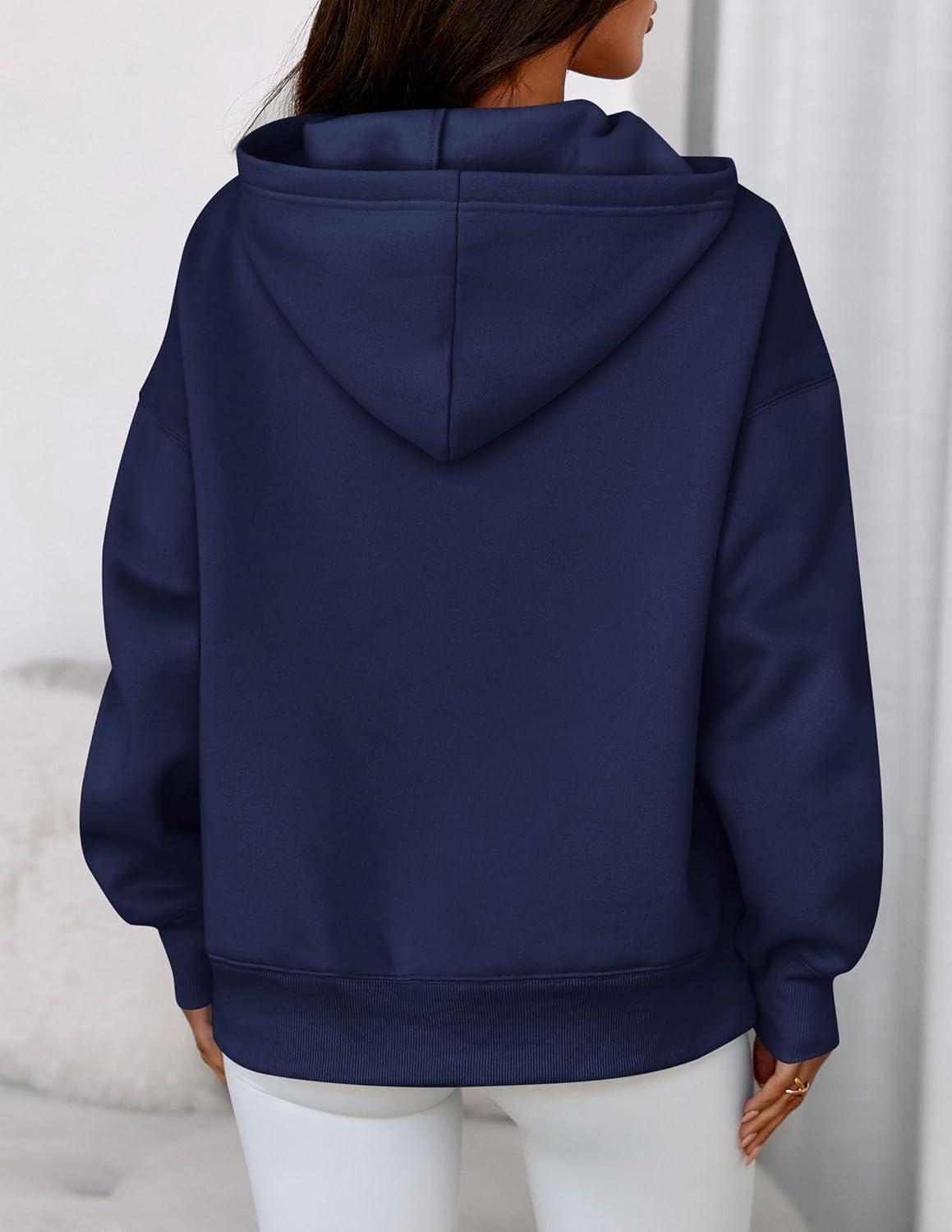 imagePRETTYGARDEN Womens Oversized Hoodies Fleece Sweatshirts Fall Fashion 2026 Long Sleeve Pullover Tops Y2k Winter ClothesNavy Blue