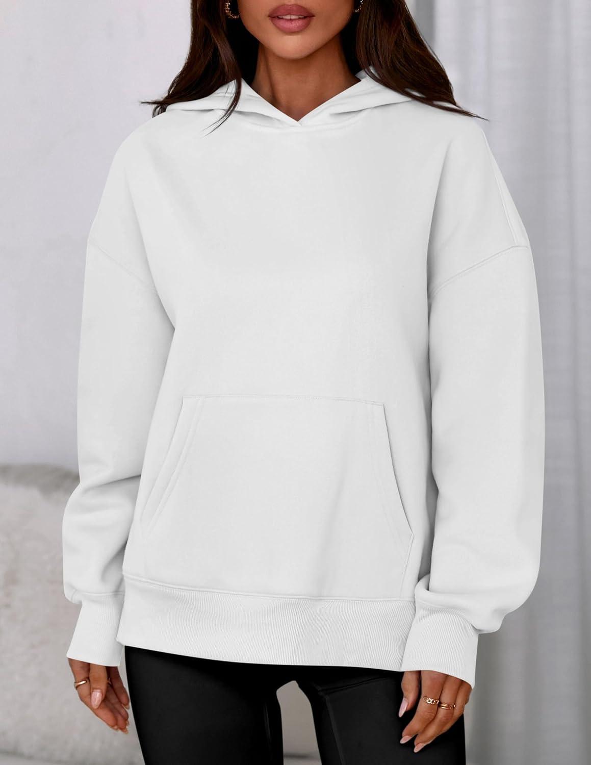 imagePRETTYGARDEN Womens Oversized Hoodies Fleece Sweatshirts Fall Fashion 2026 Long Sleeve Pullover Tops Y2k Winter ClothesWhite