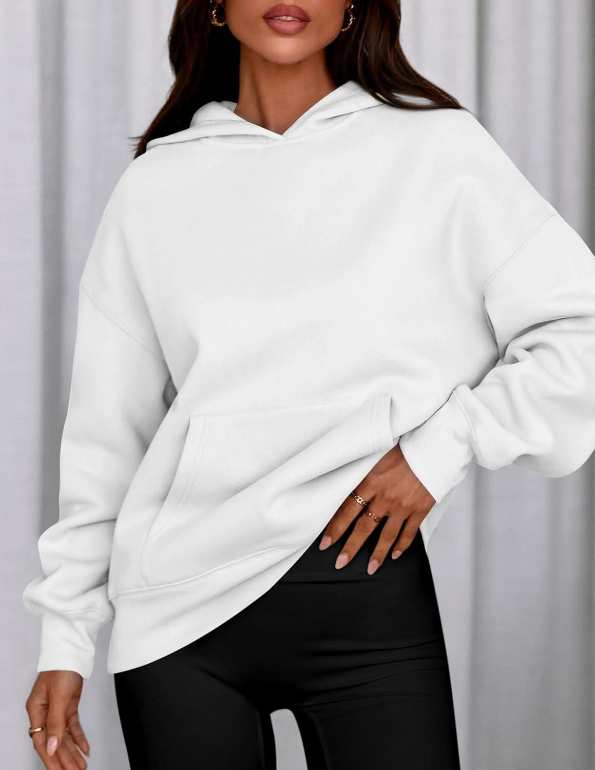 imagePRETTYGARDEN Womens Oversized Hoodies Fleece Sweatshirts Fall Fashion 2026 Long Sleeve Pullover Tops Y2k Winter ClothesWhite