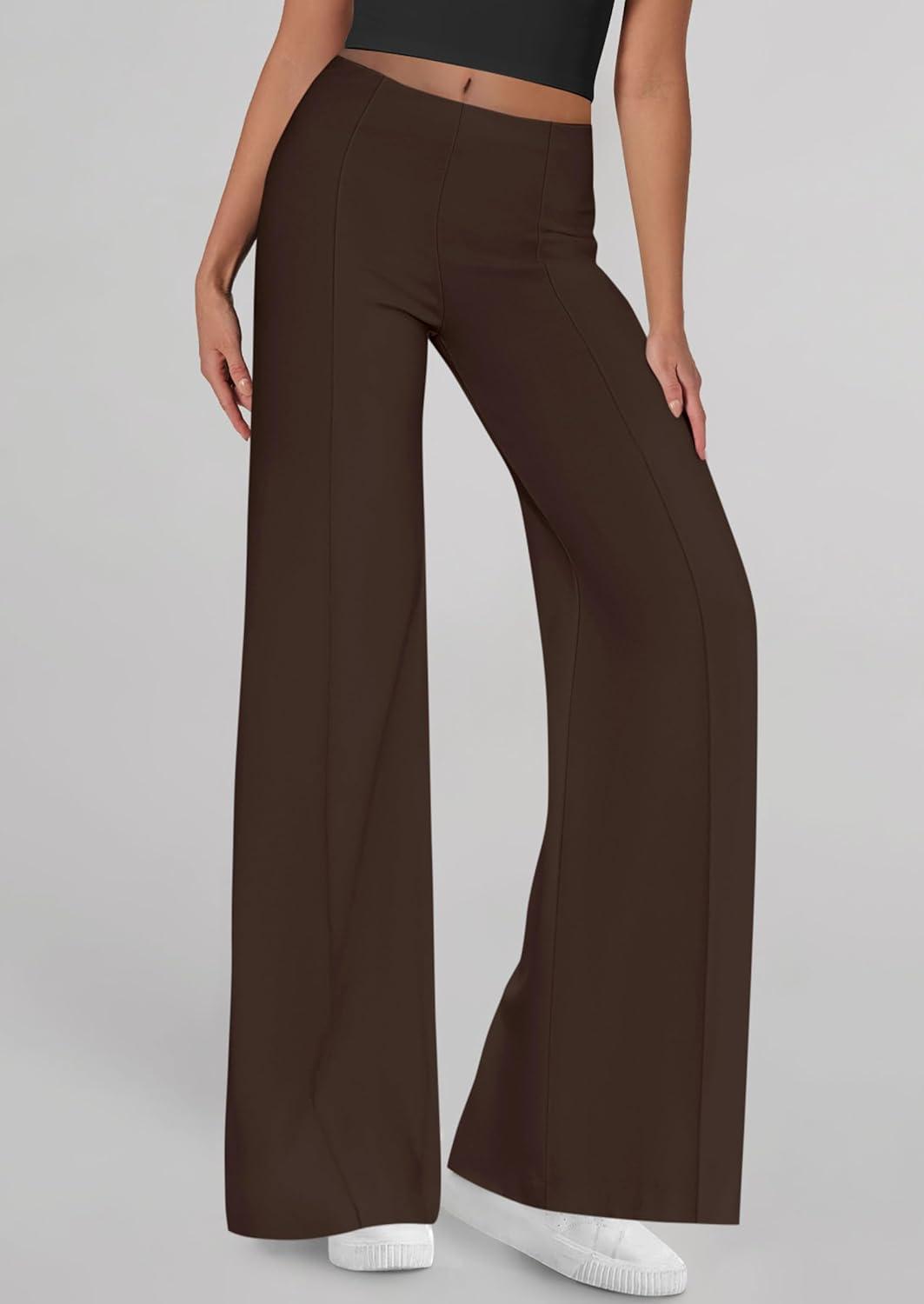 imagePRETTYGARDEN Womens Wide Leg Palazzo Pants 2026 Dressy Casual Lounge Workout Sweatpants High Waisted TrousersBrown