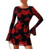 Floral Black Red