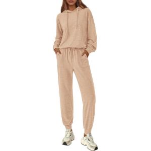 PRETTYGARDEN Women’s 2 Piece Lounge Sets Fall Clothes Hoodies Sweatshirt Joggers Sweatpants Sweatsuits 2026 Airport Outfits(Beige)