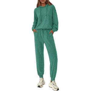 PRETTYGARDEN Women’s 2 Piece Lounge Sets Fall Clothes Hoodies Sweatshirt Joggers Sweatpants Sweatsuits 2026 Airport Outfits(Green)