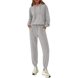 PRETTYGARDEN Women’s 2 Piece Lounge Sets Fall Clothes Hoodies Sweatshirt Joggers Sweatpants Sweatsuits 2026 Airport Outfits(Grey)