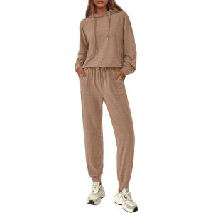 PRETTYGARDEN Women’s 2 Piece Lounge Sets Fall Clothes Hoodies Sweatshirt Joggers Sweatpants Sweatsuits 2026 Airport Outfits(Khaki)