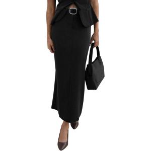 PRETTYGARDEN Women’s 2026 Fall Maxi Pencil Skirt High Waisted Slit Work Office Trendy Long Skirts Business Casual Outfits(Black)