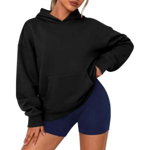 PRETTYGARDEN Womens Oversized Hoodies Fleece Sweatshirts Fall Fashion 2026 Long Sleeve Pullover Tops Y2k Winter Clothes(Black)