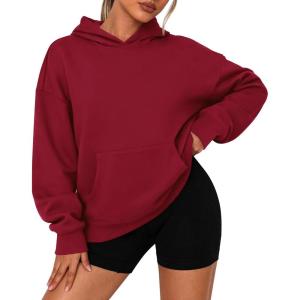 PRETTYGARDEN Womens Oversized Hoodies Fleece Sweatshirts Fall Fashion 2026 Long Sleeve Pullover Tops Y2k Winter Clothes(Burgundy)