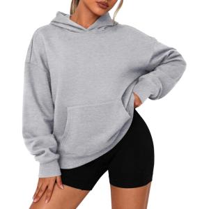 PRETTYGARDEN Womens Oversized Hoodies Fleece Sweatshirts Fall Fashion 2026 Long Sleeve Pullover Tops Y2k Winter Clothes(Grey)