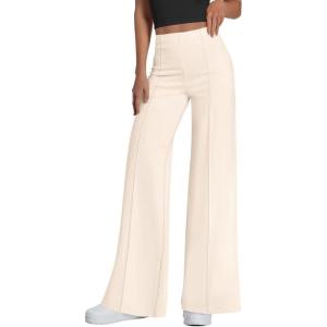 PRETTYGARDEN Women’s Wide Leg Palazzo Pants 2026 Dressy Casual Lounge Workout Sweatpants High Waisted Trousers(Beige)