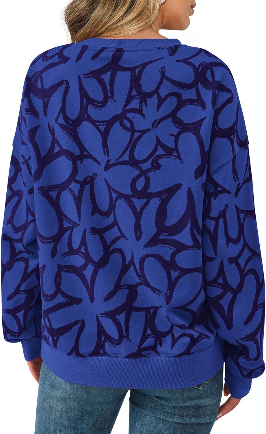 imagePRETTYGARDEN Graphic Sweatshirts for Women Crewneck Floral Print Long Sleeve Pullover Y2K Tops 2026 Fall Casual Cute ClothesFloral Blue