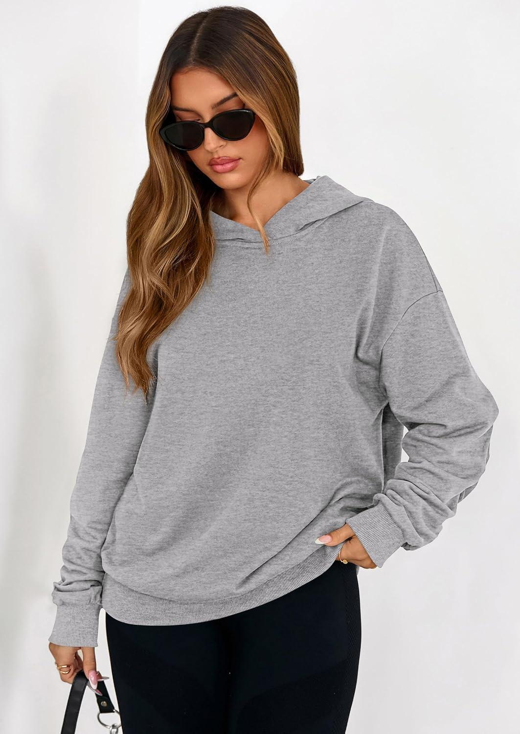 imagePRETTYGARDEN Hoodies for Women Oversized Pullover Sweatshirts Ruched Long Sleeve Casual Tops Spring Fall Fashion Y2K ClothesGrey