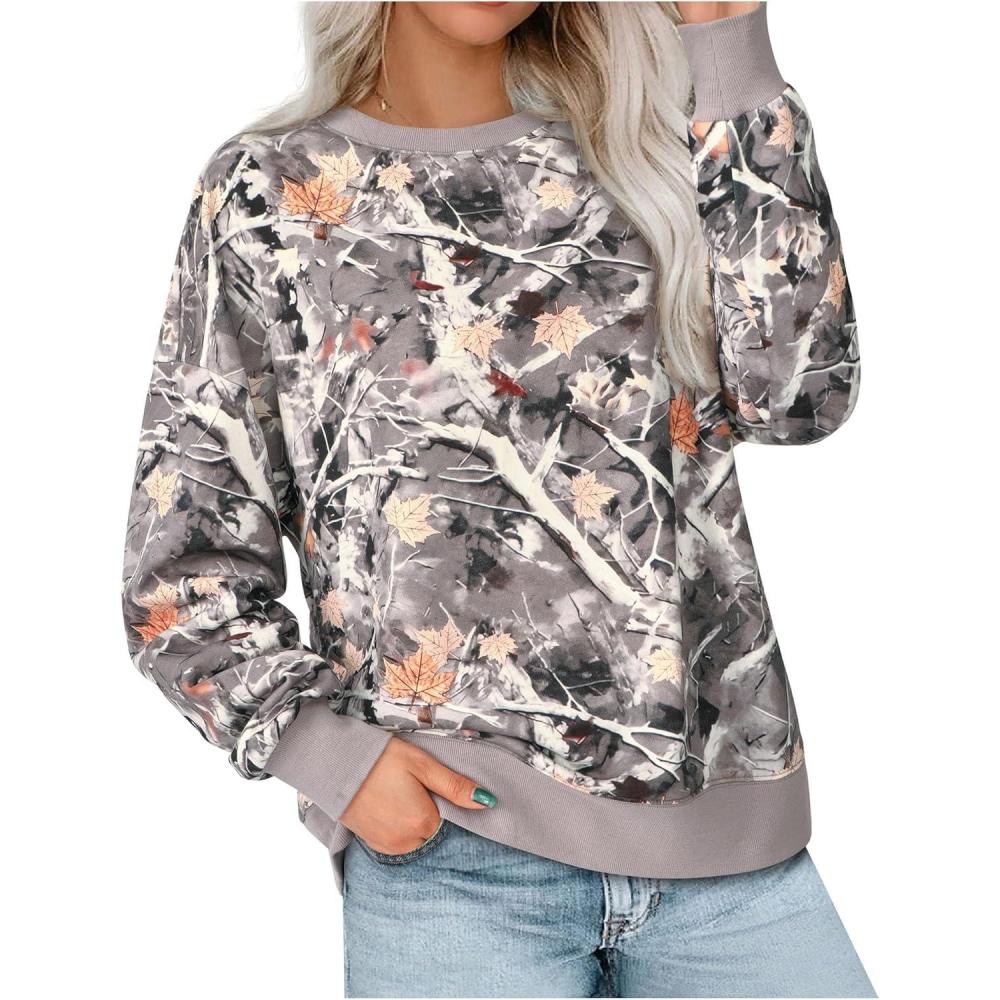 imagePRETTYGARDEN Graphic Sweatshirts for Women Crewneck Floral Print Long Sleeve Pullover Y2K Tops 2026 Fall Casual Cute ClothesGray Floral