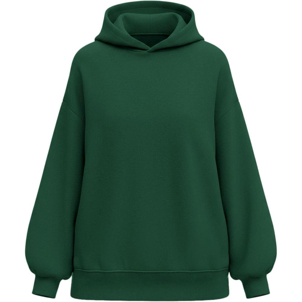 imagePRETTYGARDEN Hoodies for Women Oversized Pullover Sweatshirts Ruched Long Sleeve Casual Tops Spring Fall Fashion Y2K ClothesDark Green