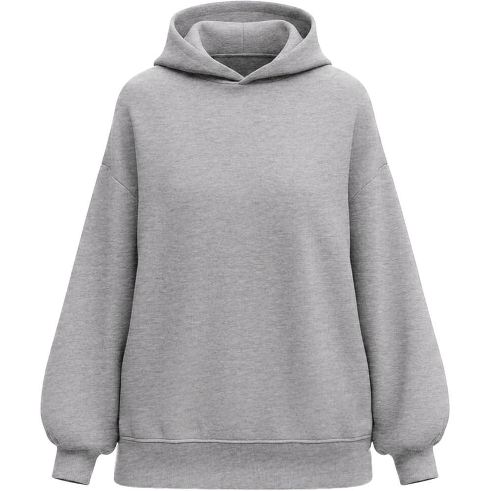 imagePRETTYGARDEN Hoodies for Women Oversized Pullover Sweatshirts Ruched Long Sleeve Casual Tops Spring Fall Fashion Y2K ClothesGrey