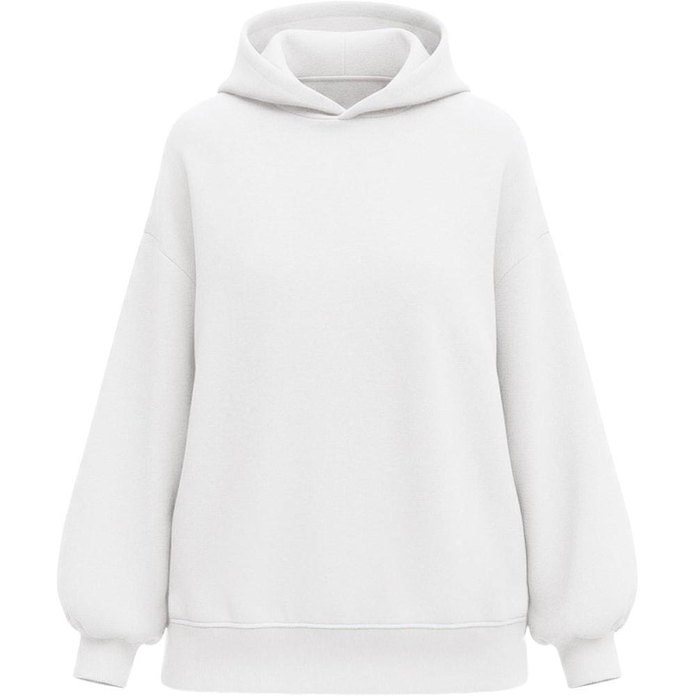 imagePRETTYGARDEN Hoodies for Women Oversized Pullover Sweatshirts Ruched Long Sleeve Casual Tops Spring Fall Fashion Y2K ClothesWhite