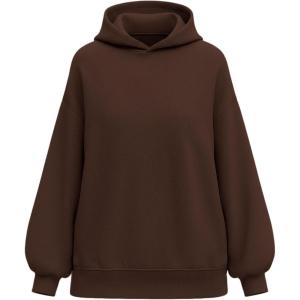PRETTYGARDEN Hoodies for Women Oversized Pullover Sweatshirts Ruched Long Sleeve Casual Tops Spring Fall Fashion Y2K Clothes(Brown)