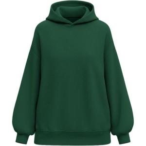 PRETTYGARDEN Hoodies for Women Oversized Pullover Sweatshirts Ruched Long Sleeve Casual Tops Spring Fall Fashion Y2K Clothes(Dark Green)
