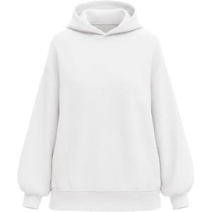 PRETTYGARDEN Hoodies for Women Oversized Pullover Sweatshirts Ruched Long Sleeve Casual Tops Spring Fall Fashion Y2K Clothes(White)
