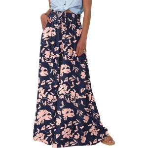 PRETTYGARDEN Women’s 2026 Summer Wide Leg Palazzo Pants High Waisted Flowy Pockets Trendy Casual Lounge Boho Beach Trousers(Print Navy Pink)