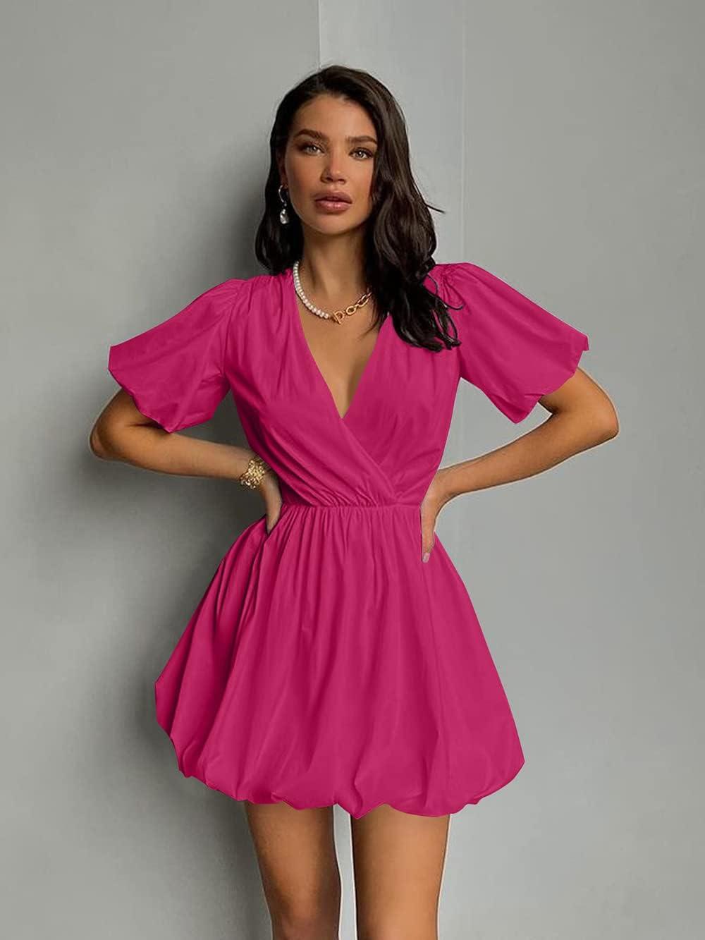 imagePRETTYGARDEN Womens Casual Rose Red Medium
