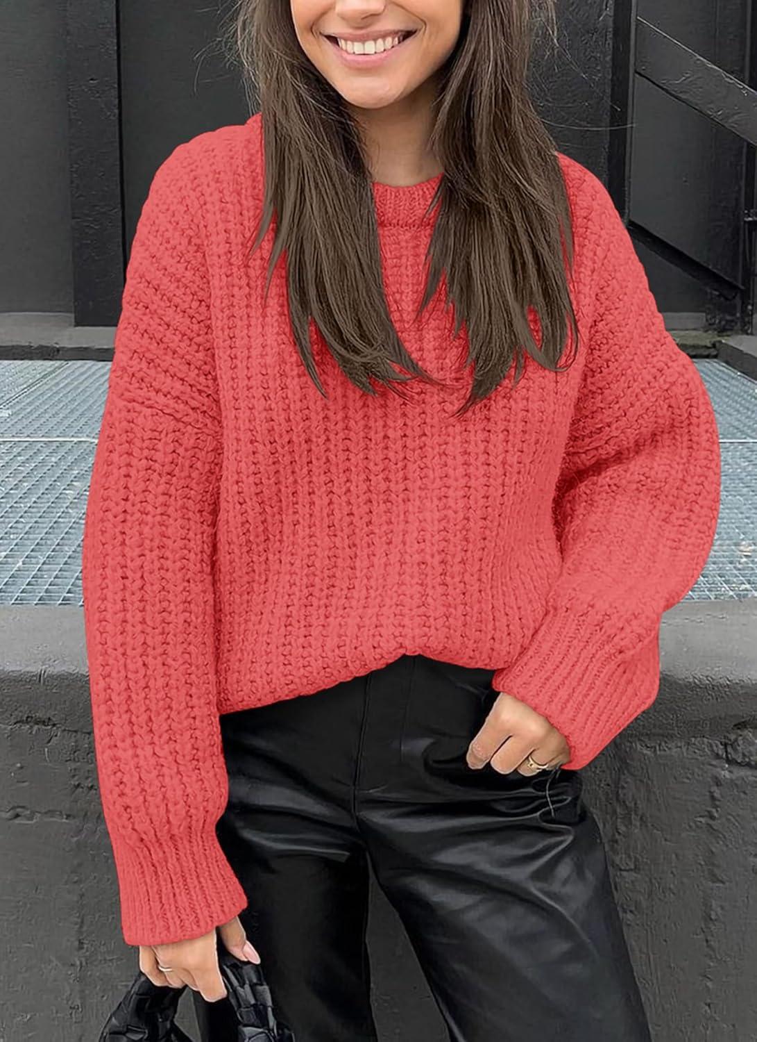 imagePRETTYGARDEN Womens Fall Sweaters Casual Long Sleeve Pullover Crewneck Ribbed Knit Jumper Tops Plain Blouse