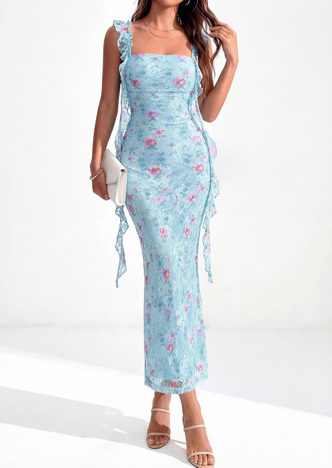 imagePRETTYGARDEN Womens Spring Formal Dress 2026 Summer Elegant Sleeveless Floral Lace Cocktail Wedding Guest Maxi Long DressesFloral Light Blue
