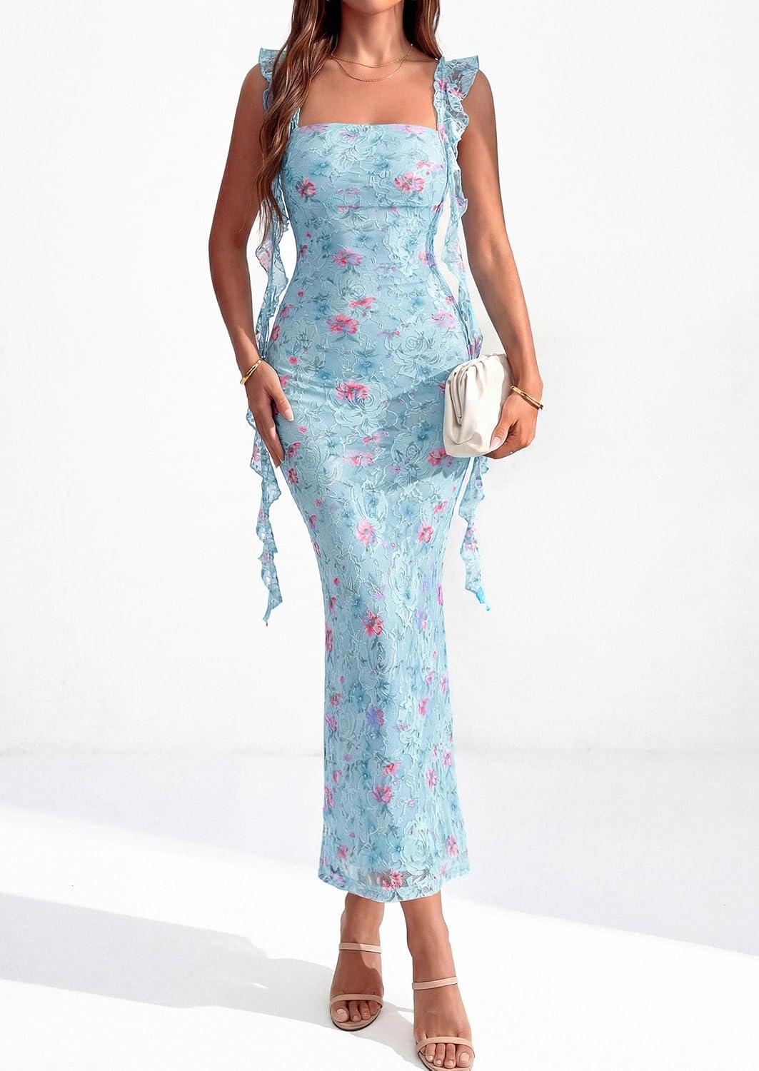 imagePRETTYGARDEN Womens Spring Formal Dress 2026 Summer Elegant Sleeveless Floral Lace Cocktail Wedding Guest Maxi Long DressesFloral Light Blue