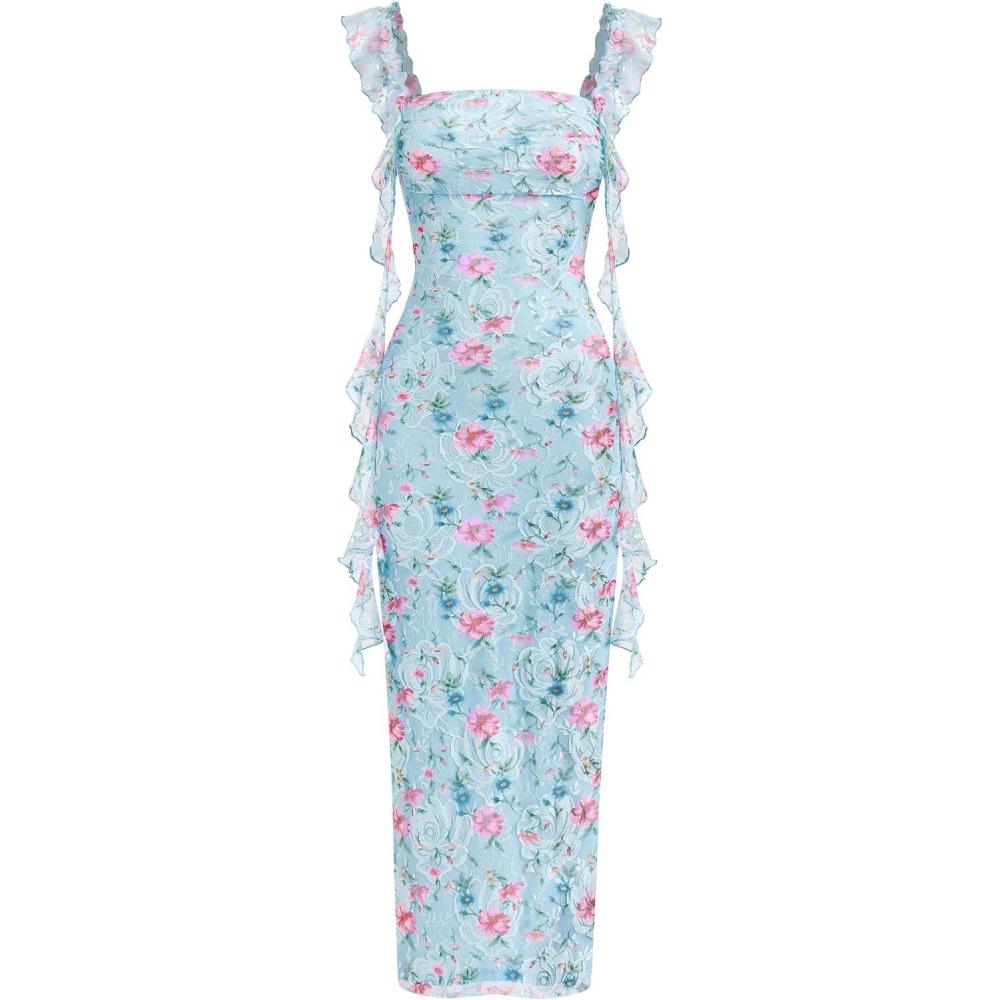 imagePRETTYGARDEN Womens Spring Formal Dress 2026 Summer Elegant Sleeveless Floral Lace Cocktail Wedding Guest Maxi Long DressesFloral Light Blue