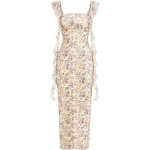 PRETTYGARDEN Womens Spring Formal Dress 2026 Summer Elegant Sleeveless Floral Lace Cocktail Wedding Guest Maxi Long Dresses(Floral Apricot)