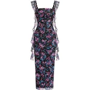 PRETTYGARDEN Womens Spring Formal Dress 2026 Summer Elegant Sleeveless Floral Lace Cocktail Wedding Guest Maxi Long Dresses(Floral Black)